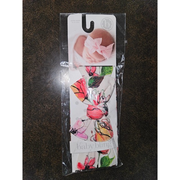 #861 Original Baby Bling Fab-Bow-Lous baby headbands in floral pattern NEW - Picture 1 of 2
